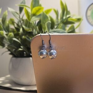 Silver Ball Drop Earrings